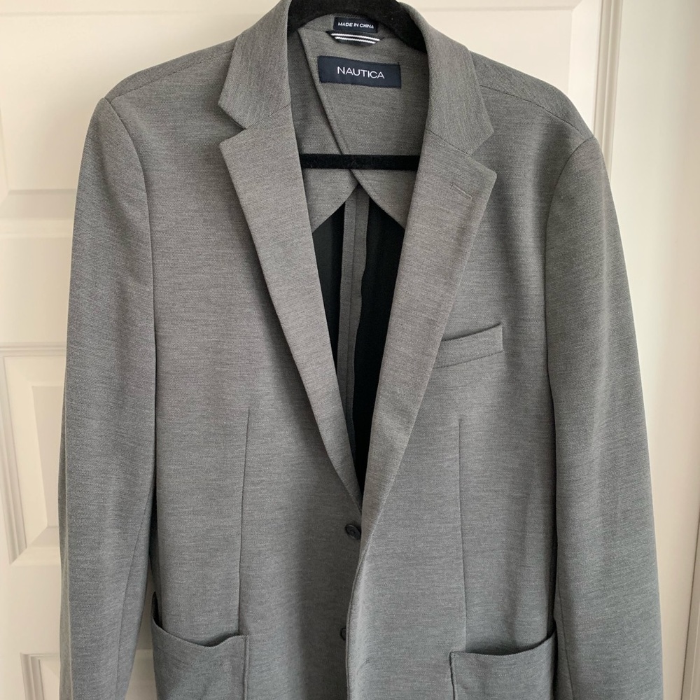 nautica mens blazer gray shell size Large